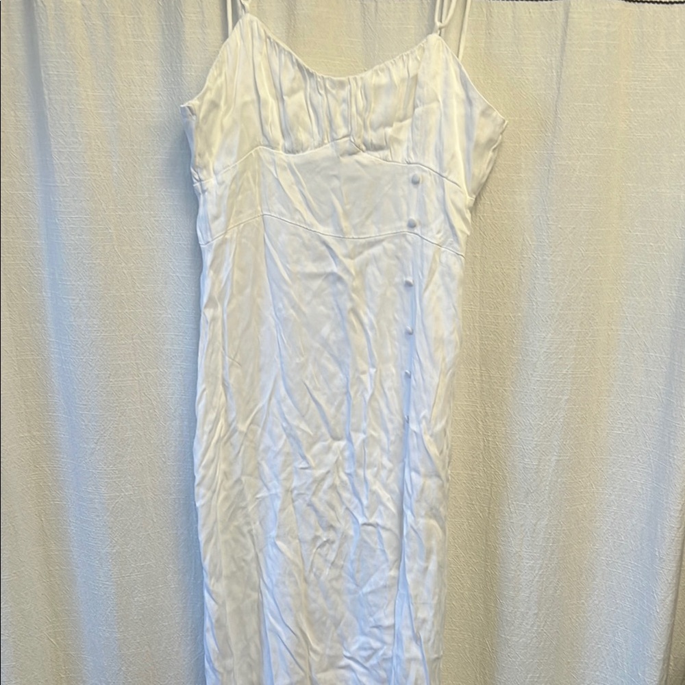 Zara White Satin Chemise with Spaghetti Straps